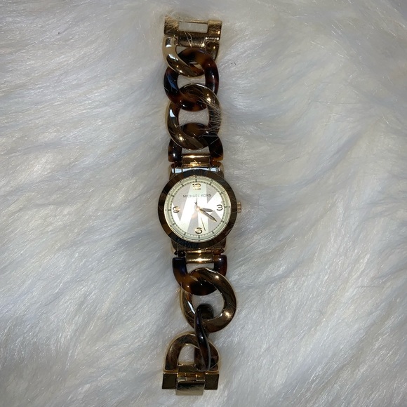 MICHAEL KORS TWIST GOLD TORTOISE CHAIN WATCH - Picture 1 of 3